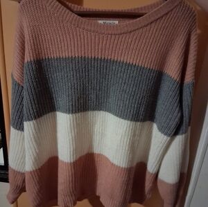 Miracle Women's Sweater - Pink, Gray, and Cream